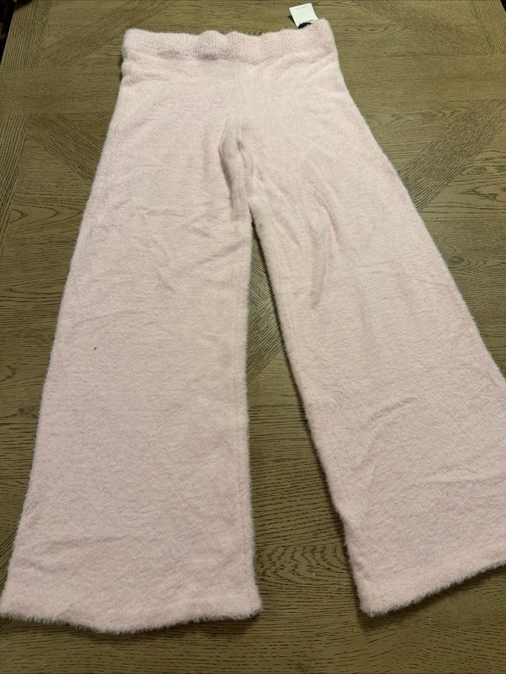 Forever 21 Womens Fuzzy Lounge Pants Light Blue Wide Leg Cozy Soft XL